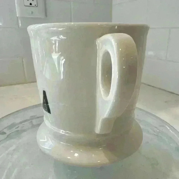 Anthropologie Letter L Initial Coffee Mug White Black Retro Shaving Cup Monogram - Picture 3 of 13